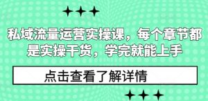 私域流量运营实操课,每个章节都是实操干货,学完就能上手-桀创项目掘金社