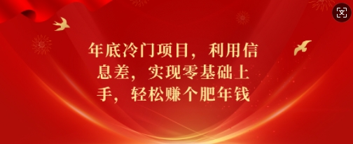 年底冷门项目，利用信息差，实现零基础上手，轻松赚个肥年钱【揭秘】-桀创项目掘金社