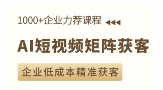 AI短视频矩阵获客实操课，企业低成本精准获客-桀创项目掘金社