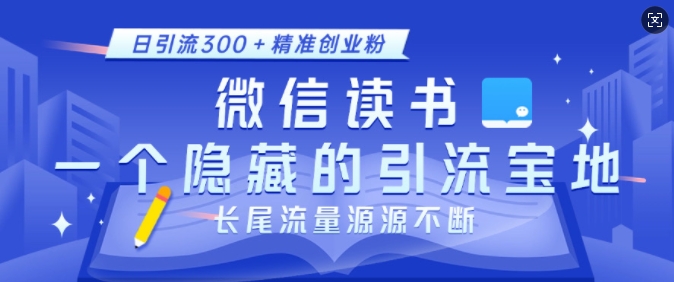 微信读书，一个隐藏的引流宝地，不为人知的小众打法，日引流300+精准创业粉，长尾流量源源不断-桀创项目掘金社