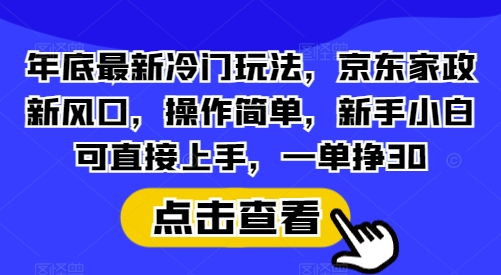 年底最新冷门玩法，京东家政新风口，操作简单，新手小白可直接上手，一单挣30【揭秘】-桀创项目掘金社