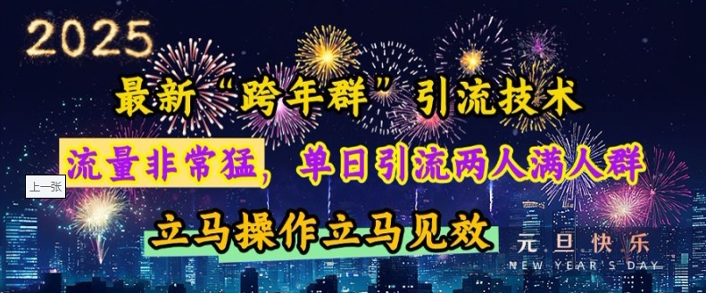 最新“跨年群”引流，流量非常猛，单日引流两人满人群，立马操作立马见效【揭秘】-桀创项目掘金社