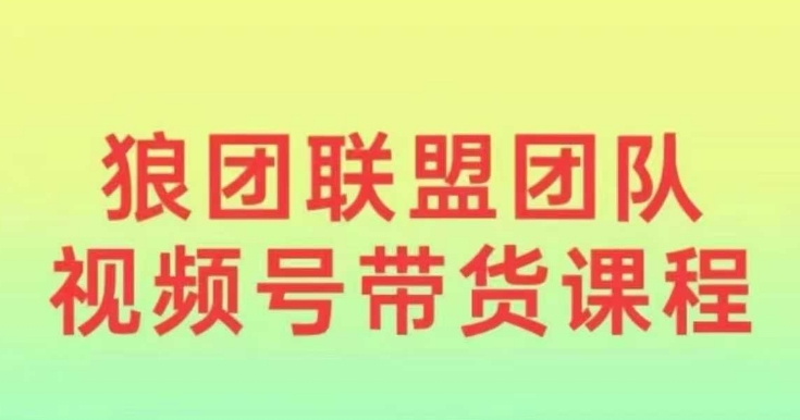 狼团联盟2024视频号带货，0基础小白快速入局视频号-桀创项目掘金社
