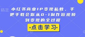 小红书商业IP变现私教，手把手教会你从0-1制作短视频到变现的全过程-桀创项目掘金社