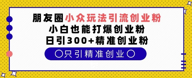 朋友圈小众玩法引流创业粉，小白也能打爆创业粉，日引300+精准创业粉【揭秘】-桀创项目掘金社