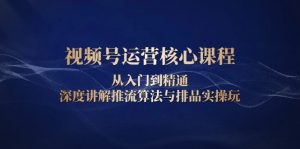 视频号运营核心课程,从入门到精通,深度讲解推流算法与排品实操玩-桀创项目掘金社