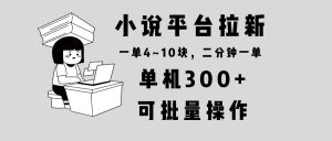小说平台拉新,单机300+,两分钟一单4~10块,操作简单可批量。-桀创项目掘金社