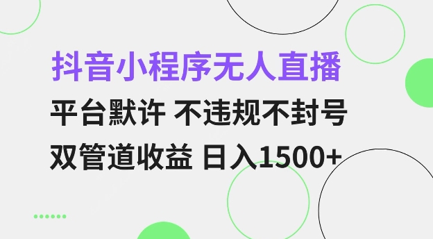 抖音小程序无人直播 平台默许 不违规不封号 双管道收益 日入多张 小白也能轻松操作【仅揭秘】-桀创项目掘金社