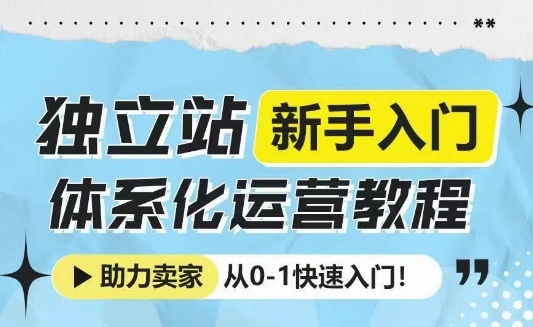 独立站新手入门体系化运营教程，助力独立站卖家从0-1快速入门!-桀创项目掘金社