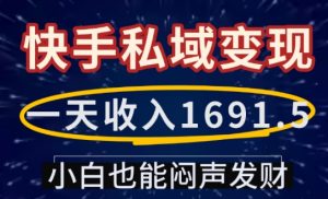 一天收入1691.5,快手私域变现,小白也能闷声发财-桀创项目掘金社
