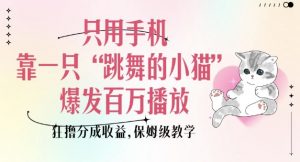 只用手机靠一只“跳舞的小猫”爆发百万播放，狂撸分成收益，保姆级教学-桀创项目掘金社