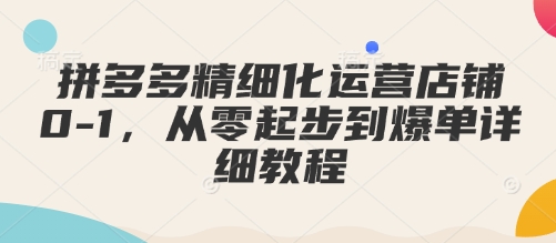 拼多多精细化运营店铺0-1，从零起步到爆单详细教程-桀创项目掘金社
