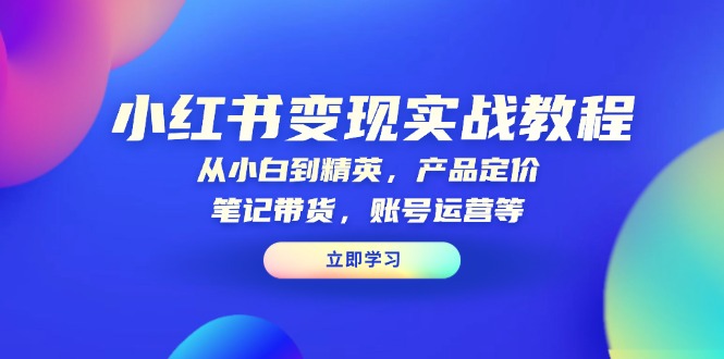 小红书变现实战教程：从小白到精英，产品定价，笔记带货，账号运营等-桀创项目掘金社