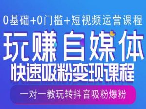 0基础+0门槛+短视频运营课程,玩赚自媒体快速吸粉变现课程,一对一教玩转抖音吸粉爆粉-桀创项目掘金社