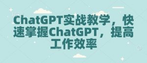 ChatGPT实战教学，快速掌握ChatGPT，提高工作效率-桀创项目掘金社