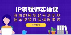 IP剪辑师实操课：涨粉跑模型起号到变现，挂车视频打造爆款带货-桀创项目掘金社