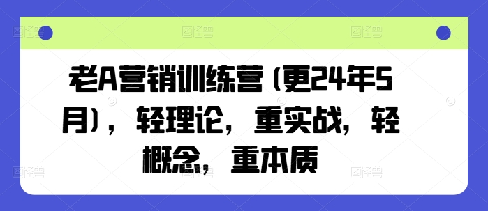 老A营销训练营(更25年1月)，轻理论，重实战，轻概念，重本质-桀创项目掘金社