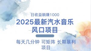 2025最新汽水音乐躺赚项目 每天几分钟 日入1000＋-桀创项目掘金社