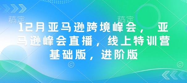 12月亚马逊跨境峰会， 亚马逊峰会直播，线上特训营基础版，进阶版-桀创项目掘金社