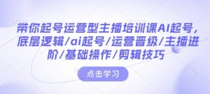 带你起号运营型主播培训课AI起号，底层逻辑/ai起号/运营晋级/主播进阶/基础操作/剪辑技巧-桀创项目掘金社