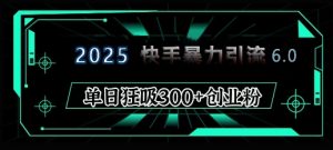 2025年快手6.0保姆级教程震撼来袭，单日狂吸300+精准创业粉-桀创项目掘金社
