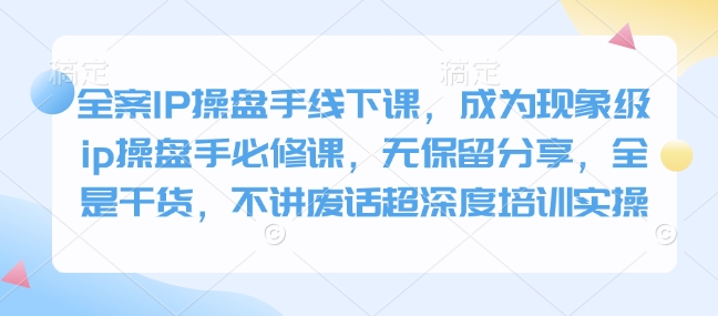 全案IP操盘手线下课，成为现象级ip操盘手必修课，无保留分享，全是干货，不讲废话超深度培训实操-桀创项目掘金社