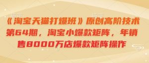 《淘宝天猫打爆班》原创高阶技术第64期,淘宝小爆款矩阵,年销售8000万店爆款矩阵操作-桀创项目掘金社