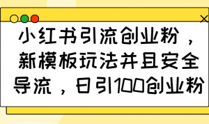 小红书引流创业粉,新模板玩法并且安全导流,日引100创业粉-桀创项目掘金社