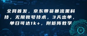 全网首发,京东带货暴流黑科技,无限账号技术,3天出单,单日可达1k+,附矩阵教学【揭秘】-桀创项目掘金社