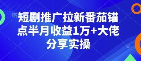 短剧推广拉新番茄锚点半月收益1万+大佬分享实操-桀创项目掘金社