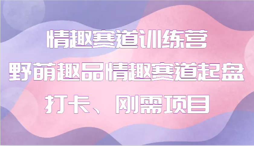 情趣赛道训练营 野萌趣品情趣赛道起盘打卡、刚需项目-桀创项目掘金社