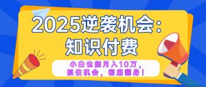 2025逆袭项目——知识付费，小白也能月入10万年入百万，抓住机会彻底翻…-桀创项目掘金社