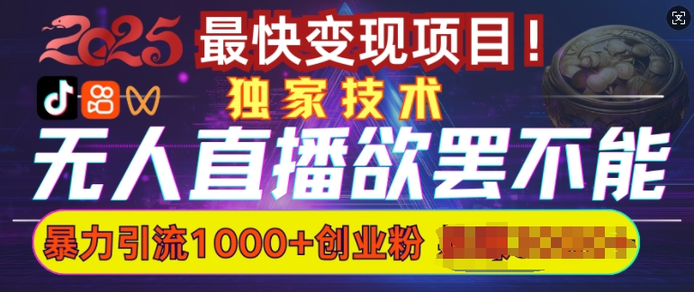 欲罢不能的无人直播引流，超暴力日引流1000+高质量精准创业粉-桀创项目掘金社