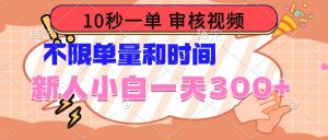 10秒一单,审核视频 ,不限单量时间,新人小白一天300+-桀创项目掘金社