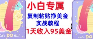 复制粘贴挣美金，0门槛，1天收入95美刀，3分钟学会，内部教程(首次公开)-桀创项目掘金社