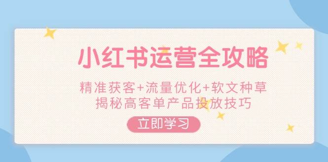 小红书运营全攻略，精准获客+流量优化+软文种草，揭秘高客单产品投放技巧-桀创项目掘金社