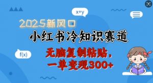 2025新风口，小红书冷知识赛道，无脑复制粘贴，一单变现300+-桀创项目掘金社