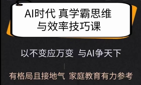 Ai时代真学霸思维与学习方法课，有格局且接地气，家庭教育有力参考-桀创项目掘金社