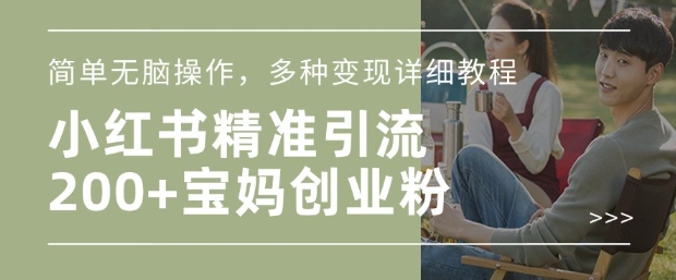 小红书混剪日引200+宝妈创业粉，简单无脑操作，多种变现详细教程-桀创项目掘金社