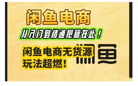闲鱼电商实战课，从入门到精通秘籍在此，闲鱼电商无货源玩法超燃!-桀创项目掘金社