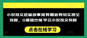 小说推文短篇故事混剪最新剪辑实操全流程，0基础也能学会小说推文教程，肯干多发日入多张-桀创项目掘金社