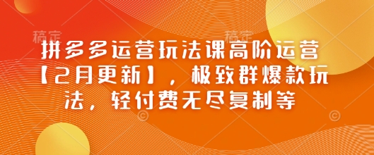 拼多多运营玩法课高阶运营【2月更新】，极致群爆款玩法，轻付费无尽复制等-桀创项目掘金社