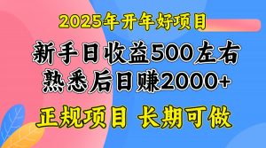 2025开年好项目,单号日收益2000左右-桀创项目掘金社