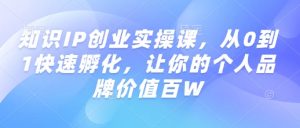 知识IP创业实操课,从0到1快速孵化,让你的个人品牌价值百W-桀创项目掘金社