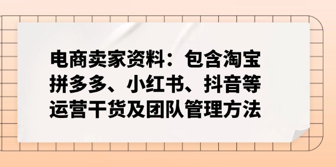 电商卖家资料：包含淘宝、拼多多、小红书、抖音等运营干货及团队管理方法-桀创项目掘金社