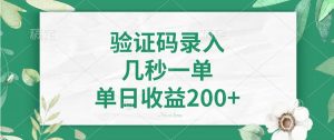 验证码录入，几秒一单，单日收益200+-桀创项目掘金社