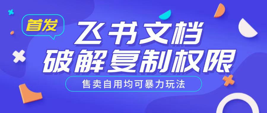 首发飞书文档破解复制权限，售卖自用均可暴力玩法-桀创项目掘金社
