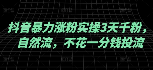 抖音暴力涨粉实操3天千粉，自然流，不花一分钱投流，实操经验分享-桀创项目掘金社