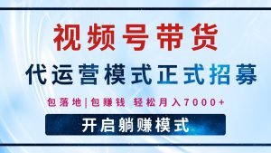 【视频号代运营】全程托管计划招募,躺赚模式,单月轻松变现7000+-桀创项目掘金社