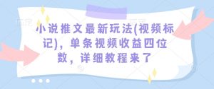 小说推文最新玩法(视频标记)，单条视频收益四位数，详细教程来了-桀创项目掘金社